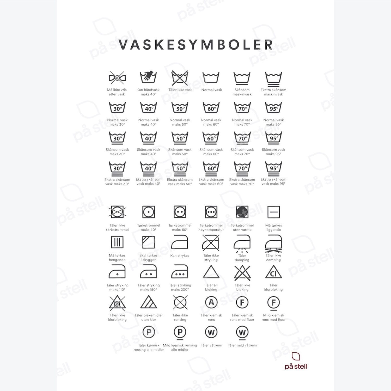 Vaskesymbol-plakat - Bilde 3